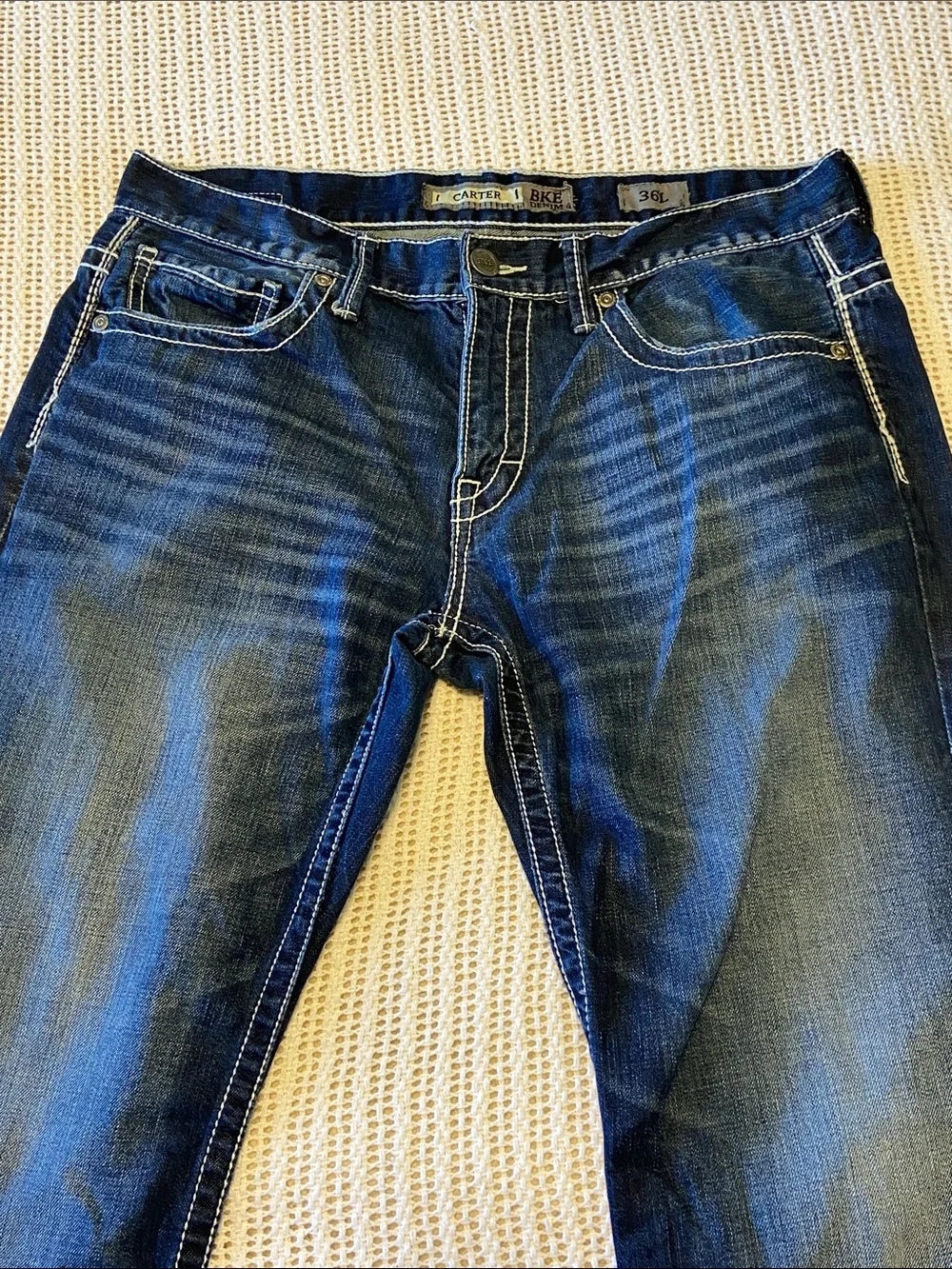 Buckle BKE CARTER Stitch Denim Bootcut Jeans Size 36L x 34” Cowboy Rodeo
